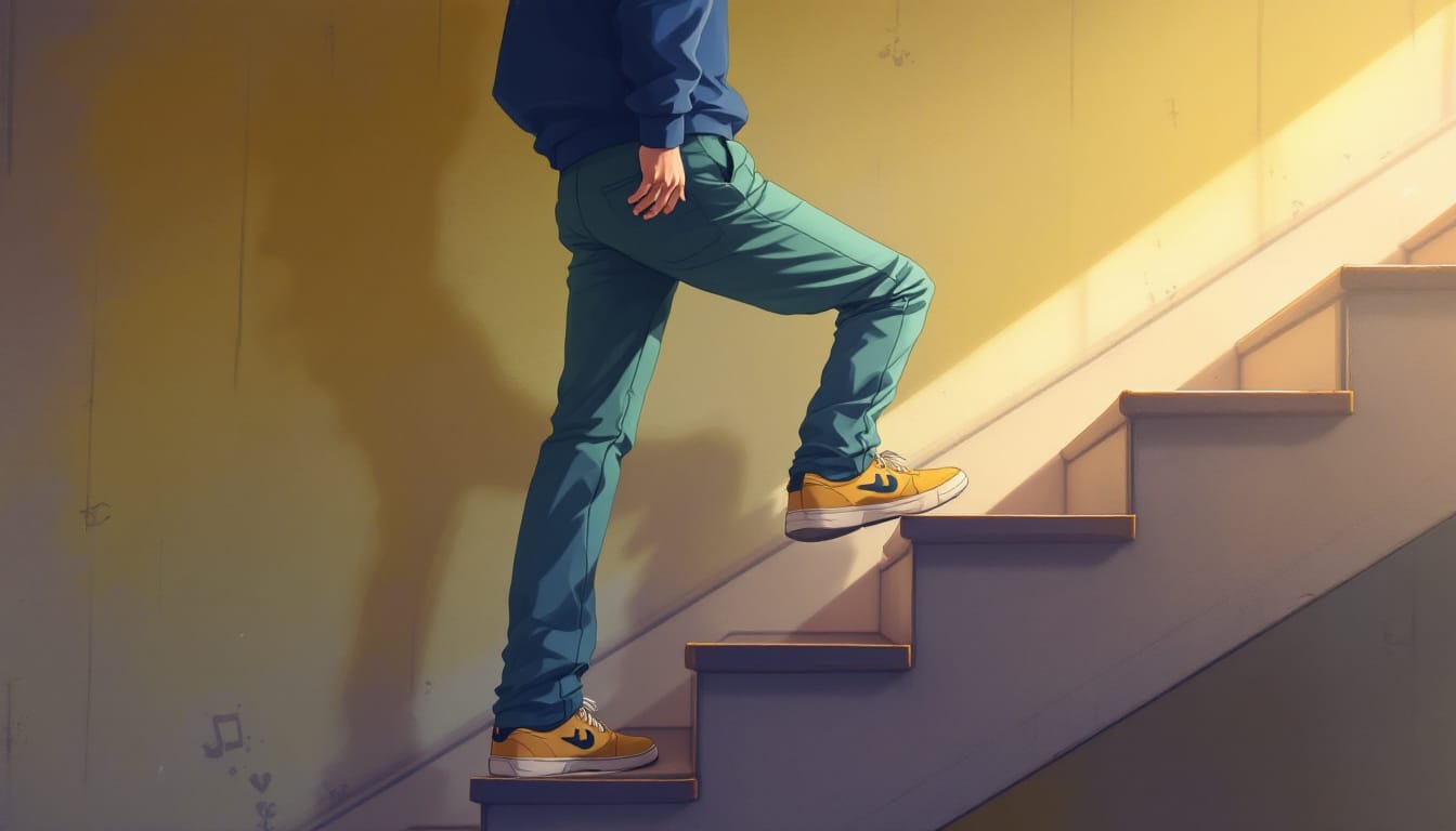 AI-Generated: Anime boy stepping on stair - Animezin PH